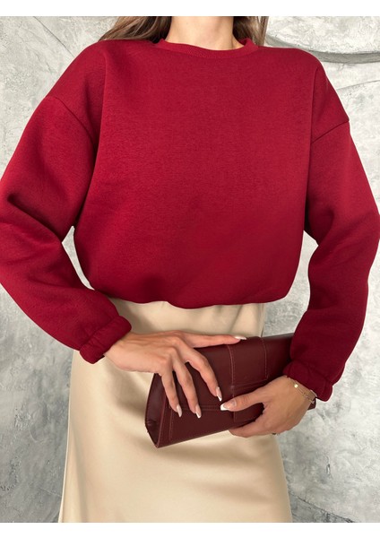 Üç Iplik Beli Lastikli Sweat Bordo modelleri