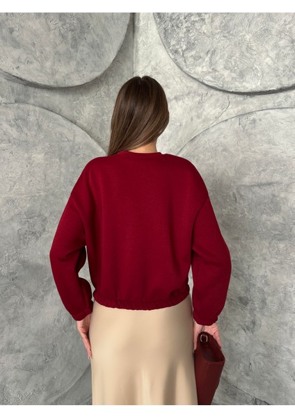 Üç Iplik Beli Lastikli Sweat Bordo