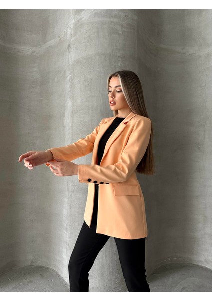 Tek Düğmeli Kol Detaylı Blazer Ceket Yavruağzı fiyatları