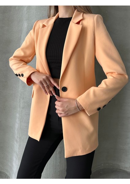 Tek Düğmeli Kol Detaylı Blazer Ceket Yavruağzı indirimleri