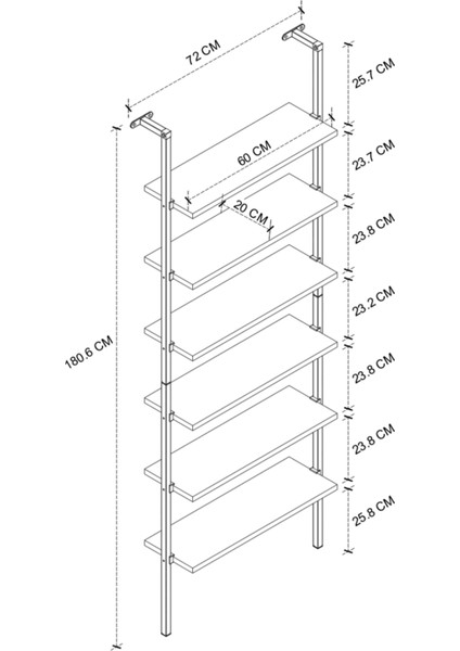 6 Raflı Duvara Monte Kitaplık Dekoratif Kitaplık Beyaz indirimleri