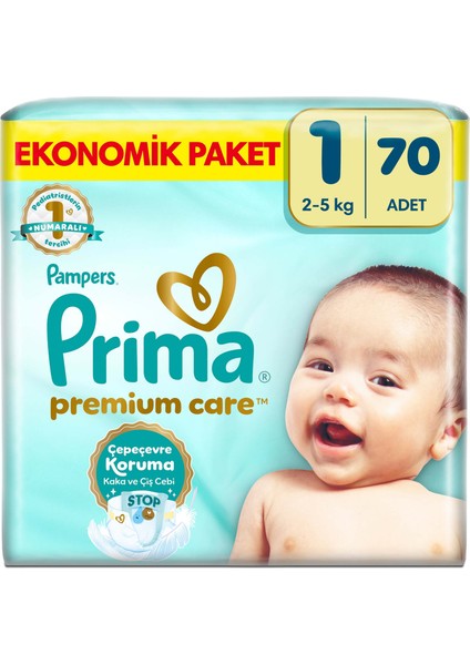 Bebek Bezi Premium Care 1 Numara 70 Adet Yenidoğan Ekonomik Paket
