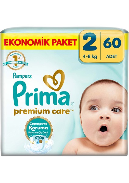 Bebek Bezi Premium Care 2 Numara 60 Adet Ekonomik Paket