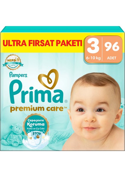 Bebek Bezi Premium Care 3 Numara 96 Adet Ultra Fırsat Paketi