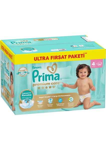 Bebek Bezi Premium Care 4 Numara 84 Adet Ultra Fırsat Paketi fiyatları
