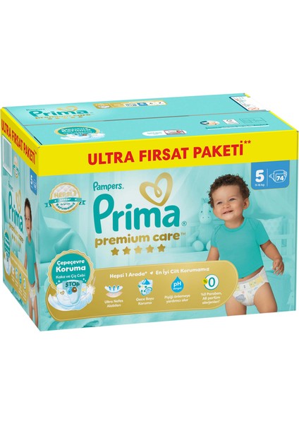 Bebek Bezi Premium Care 5 Numara 74 Adet Ultra Fırsat Paketi fiyatları