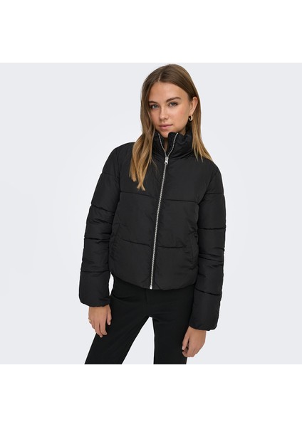 Newerica Life Short Padded Kadın Siyah Dik Yaka Ceket