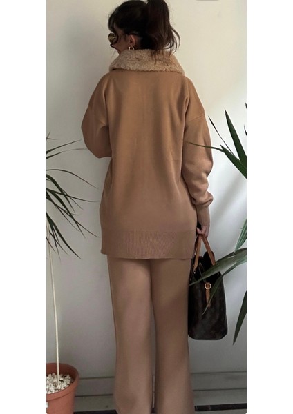 Kadın Kürklü Yaka Triko Takım fiyatları