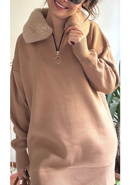 Kadın Kürklü Yaka Triko Takım modelleri