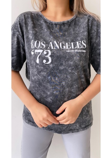 Yıkamalı Los Angeles Tişört Antrasit fiyatları