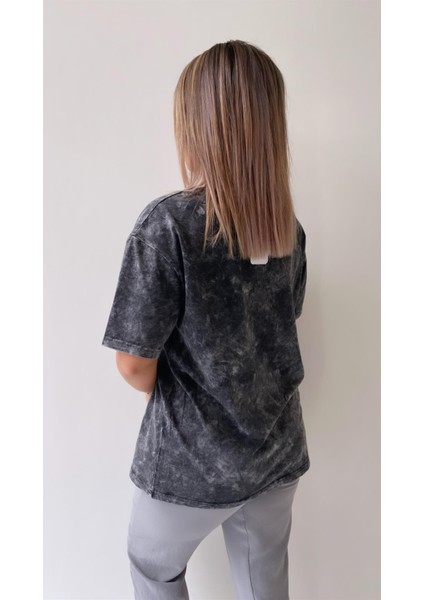 Yıkamalı Los Angeles Tişört Antrasit