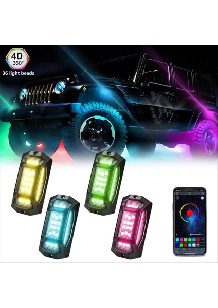 Kamyonlar Için 4 Kapsül Kaya Lambaları Rgb Arabalar Için Rgb Undergow LED Işıkları Uygulama Kontrol Müzik Modu Çok Molor Undergow Işıkları (Yurt Dışından) modelleri