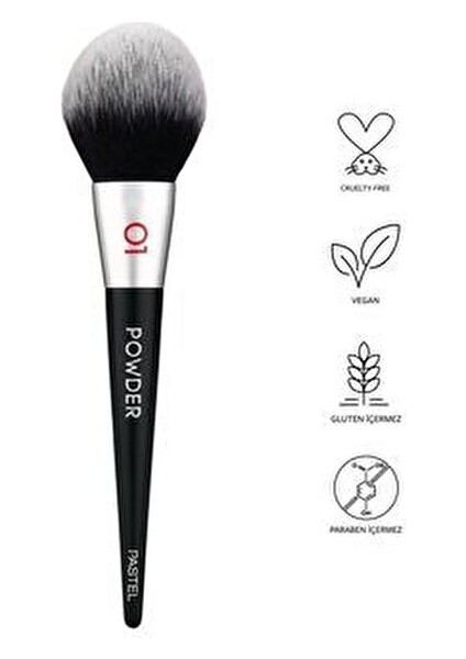 Pudra Fırçası 01 Ahşap Saplı Sentetik Kıllarla Profesyonel Makyaj İçin Vegan Fırça