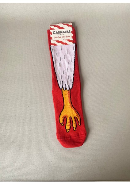 Kuş Ayağı Desenli Unisex Soket Çorap (1 Çift) – Eğlenceli Funny Socks Premium Kırmızı