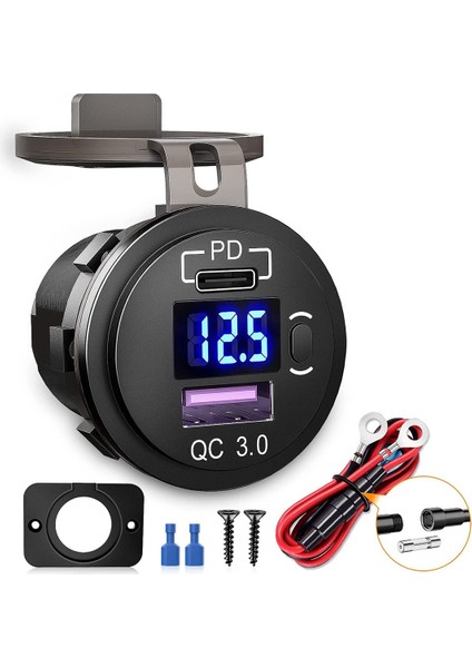 Araç Çift USB Şarj Cihazı Hızlı Şarj Qc 3 0 &amp Pd USB Şarj Cihazı Soket Adaptörü Kamyonlar Için Switch Voltmetre Rv Motosiklet (Yurt Dışından) modelleri