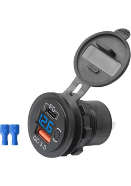12V 24V Pd Tip C/qc 3 0 USB Şarj Cihazı Soket Güç Çıkış Adaptörü Araba Kamyonu Teknesi Için Su Geçirmez Rv Mavi (Yurt Dışından)