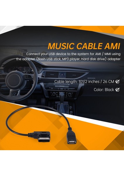 Audi ve Jetta / Gli / Passat / cc / Tiguan / Eos / USB Audio Mp3 Müzik Arabirimi Için Son Kablo Adaptörleri Amı Mdı Mmı (Yurt Dışından) fırsatları