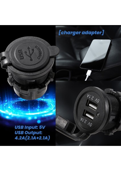 12V-24V Araç Aracı Su Geçirmez 5V 2 1A + 2 1A Çift USB Güç Yuvaları Çıkış (Yurt Dışından) fırsatları