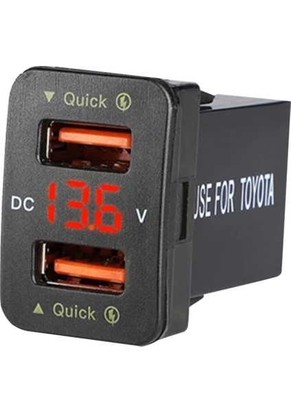 36W Hızlı Araba Şarj Cihazı Qc3 0 Kırmızı Voltajlı Çift USB Fast Charger Toyota 40X22MM Için Kırmızı Voltaj Su Geçirmez Cep Telefonu Şarj Cihazı (Yurt Dışından)