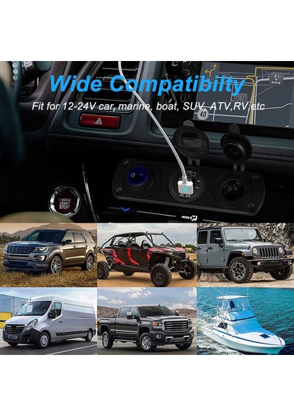 Daha Hafif Soket 12V/24V Rocker Geçiş Anahtarı Pd &amp Qc3 0 USB C Çıkışı LED Voltmetre ile Araba Teknesi Için Su Geçirmez (Yurt Dışından) modelleri