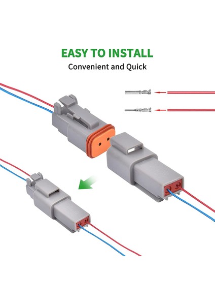 Elektrik Teli Konnektör Tapası 8 Setler 2 Pin 16-20AWG Su Geçirmez Mühürlü Otomatik Gri Erkek ve Dişi Terminal Konektörleri (Yurt Dışından) modelleri