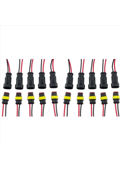 10 Çift 2 Pin Yollu Su Geçirmez Elektrik Tel Konektörü Fişi Motosiklet Scooter Deniz (Yurt Dışından)