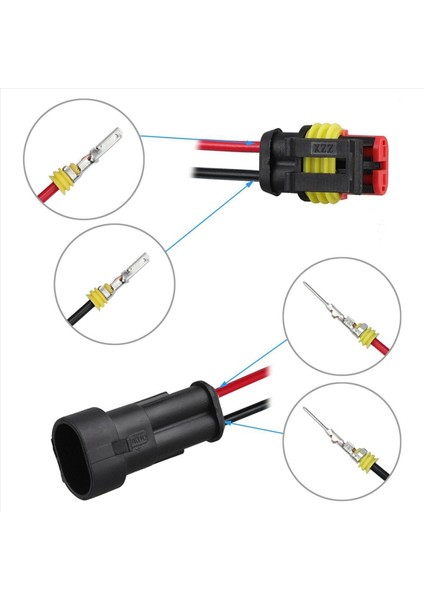 10 Çift 2 Pin Yollu Su Geçirmez Elektrik Tel Konektörü Fişi Motosiklet Scooter Deniz (Yurt Dışından) fiyatları