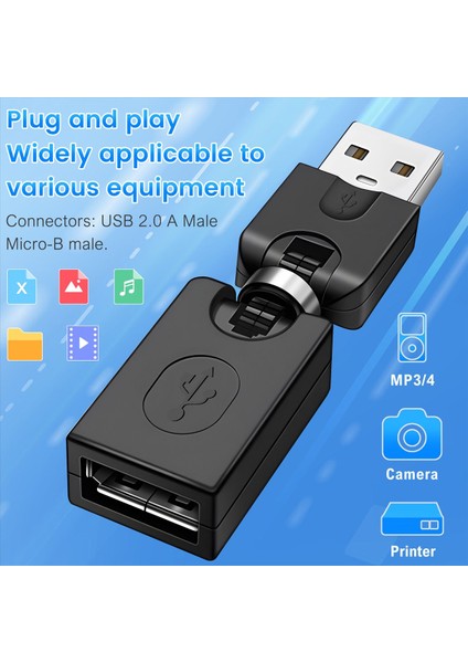 Siyah USB 2 0 Erkek - USB Kadın 360 Derece Döndürme Açısı Uzatma Adaptörü (Yurt Dışından) indirimleri