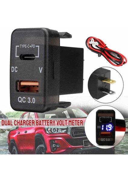 Araba Type-C+Pd Qc3 0 Şarj Cihazı Çift USB Adaptör Gösterge Tablosu Soketi Landcruiser Prado Fj Cruiser Hıace Rav4 (Yurt Dışından) fiyatları