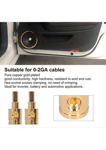 Güç Teli Redüktör 0ga Saf Bakır Altın Kaplama Tel Redüktör Terminal Konektörü Araç Ses Amplifikatörü 2 Pcs (Yurt Dışından) indirimleri