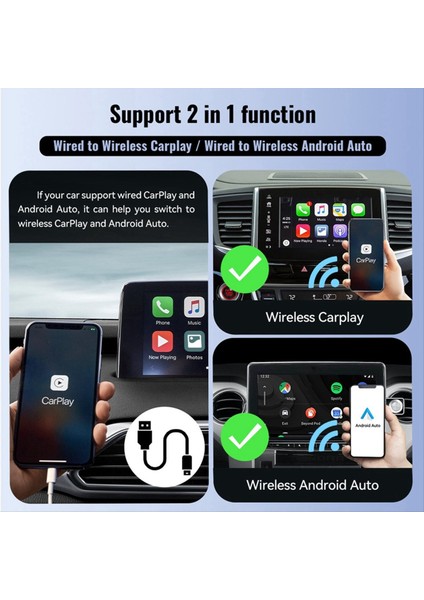Kablosuz Carplay Android Otomatik Kablosuz Adaptör Akıllı Mini Kutu Fiş ve Oynat Wifi Fast Connect Universal (Yurt Dışından) modelleri