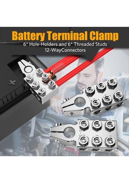 Pil Terminali Konektörleri 12 Yollu Pil Terminal Kelepçeleri Pil Terminalleri Üst Direk 8AWG&#39 Ye Kadar 4/0 (Xl) Awg Göstergesi (Yurt Dışından) fırsatları