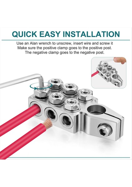 Pil Terminali Konektörleri 12 Yollu Pil Terminal Kelepçeleri Pil Terminalleri Üst Direk 8AWG&#39 Ye Kadar 4/0 (Xl) Awg Göstergesi (Yurt Dışından) indirimleri