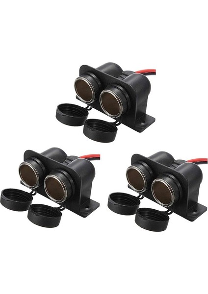 3x Çakar Soketi 12V Su Geçirmez Çift Güç Fiş Çıkışı Araba Motosiklet Scooter Tekne Atv Rv (Yurt Dışından)