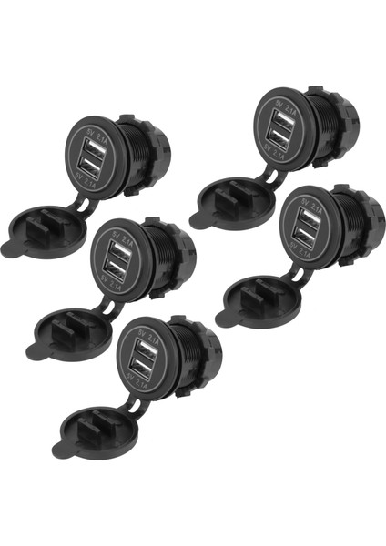 5x 5V 4 2A Çift 2usb Şarj Cihazı Soket Adaptörü 12V 24V Otomobil Motosikleti (Mavi) (Yurt Dışından)