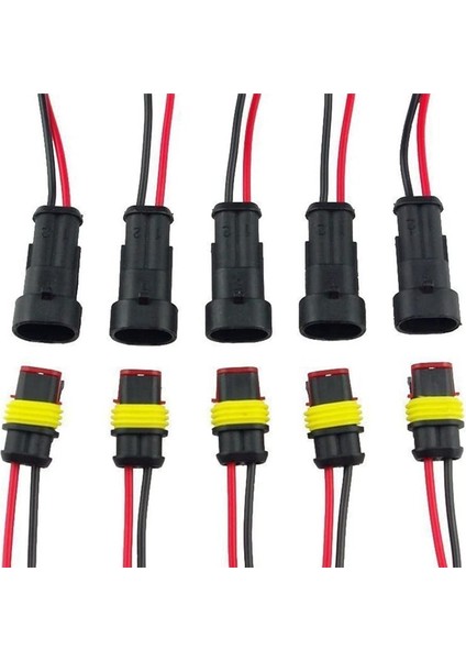 5 Çift 2 Pin Yollu Su Geçirmez Elektrik Tel Konektörü Fiş Set Araba Konektörlerini Motosiklet Scooter Deniz Için Kablo ile (Yurt Dışından) fiyatları