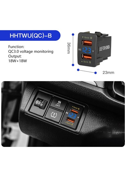36W Hızlı Araba Şarj Cihazı Qc3 0 Mavi Voltajlı Çift USB Fast Charger Honda Için Su Geçirmez Cep Telefonu Şarj Cihazı (Yurt Dışından) fiyatları
