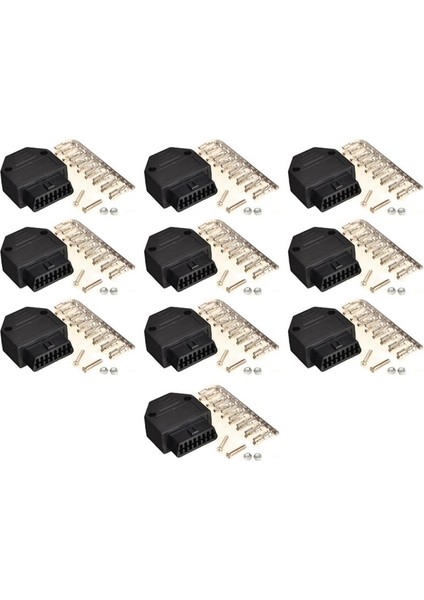 10X Obd2 Obd Iı 16 Pin Konektör Soketi Teşhis Takımı Adaptörü Obd Konnektörü + Terminal + Vidalar (Yurt Dışından)