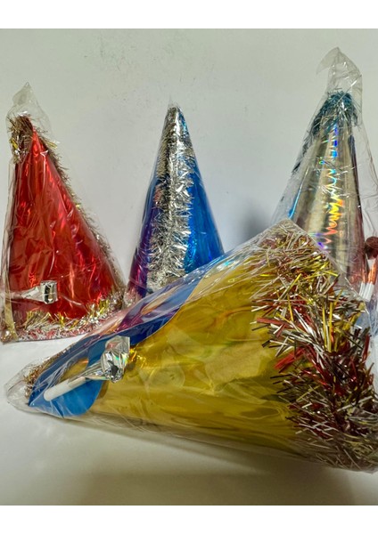 Metalize Karton Kotyon Yılbaşı Seti 4 Lü