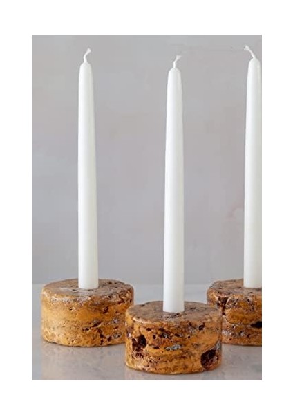 Doğal Trrten Mermer Şamdan Mumluk 3lü Set