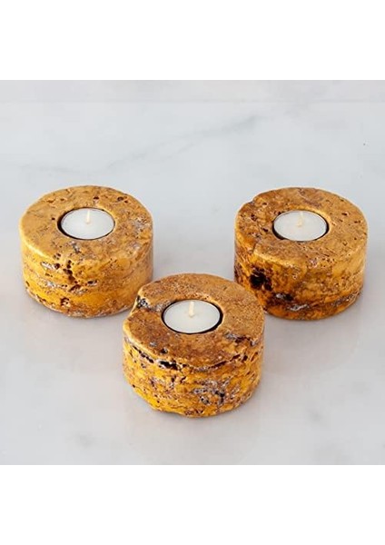 Doğal Trrten Mermer Şamdan Mumluk 3lü Set fiyatları