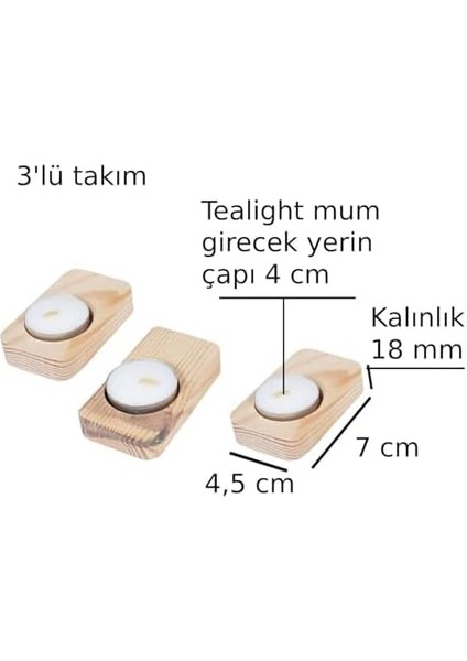 Ahşap Ağaç Tealight Mumluk Dekoratif Mumluk Mum Standı 3&apos;lü Set fiyatları