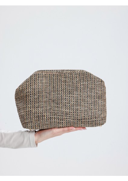 Kadın Çizgili Jüt Hasır Clutch El Çantası indirimleri