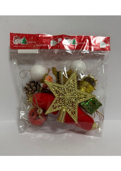 Yılbaşı Süsleri 15 Lı Set Yılbaşı Ağacı Süsü Paket 14X16 cm
