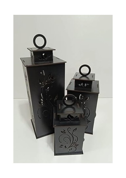 Ahşap Dekoratif Mumluk Siyah 2