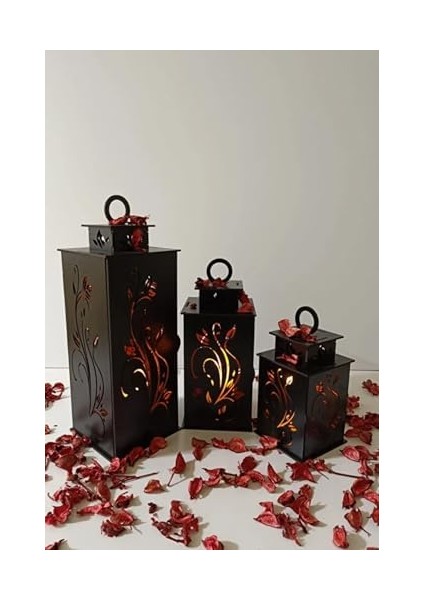 Ahşap Dekoratif Mumluk Siyah 2 modelleri