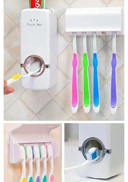 Diş Macunu Sıkma Makinesi, Diş Fırçası Tutuculu 5&apos;li Macun Sıkacağı Seti