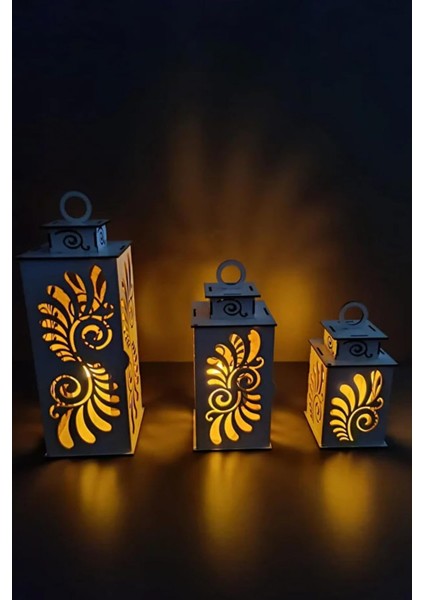 Ahşap Dekoratif Mumluk Beyaz 3