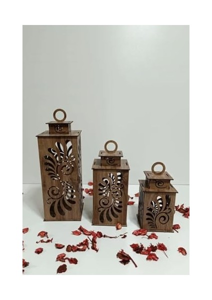 Ahşap Dekoratif Mumluk Kahverengi 3