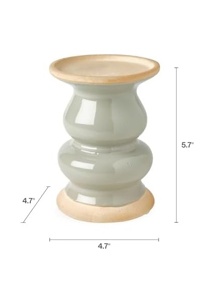 4.13X4.13X5.71 Inç Gri Seramik Mumluk, Hafif Eskitilmiş Yüzey, 7x7 Inç Alevsiz Veya Sütun Mum ile Kullanım Için fiyatları